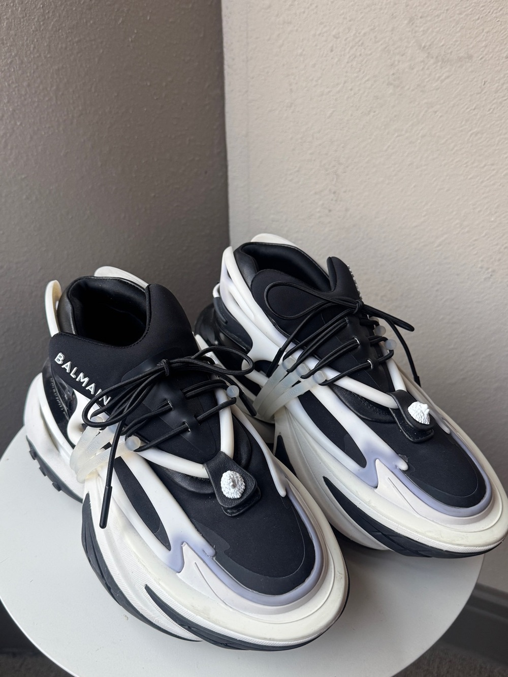 Designer inspired Men's Black and White Runner Sneakers